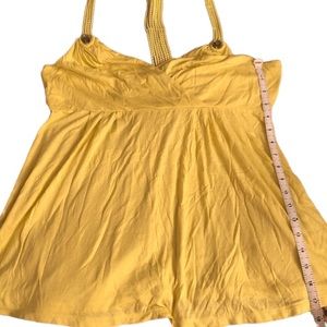 Nine West size XL yellow strappy  V-Neck top racerback  jewel & rope straps